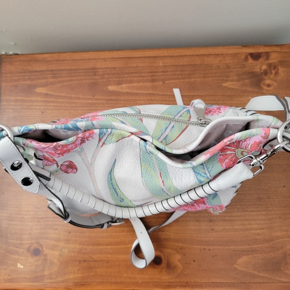 Aimee Kestenberg Eucalyptus Print Leather Convertible Hobo Crossbody Bag Purse - Picture 4 of 14